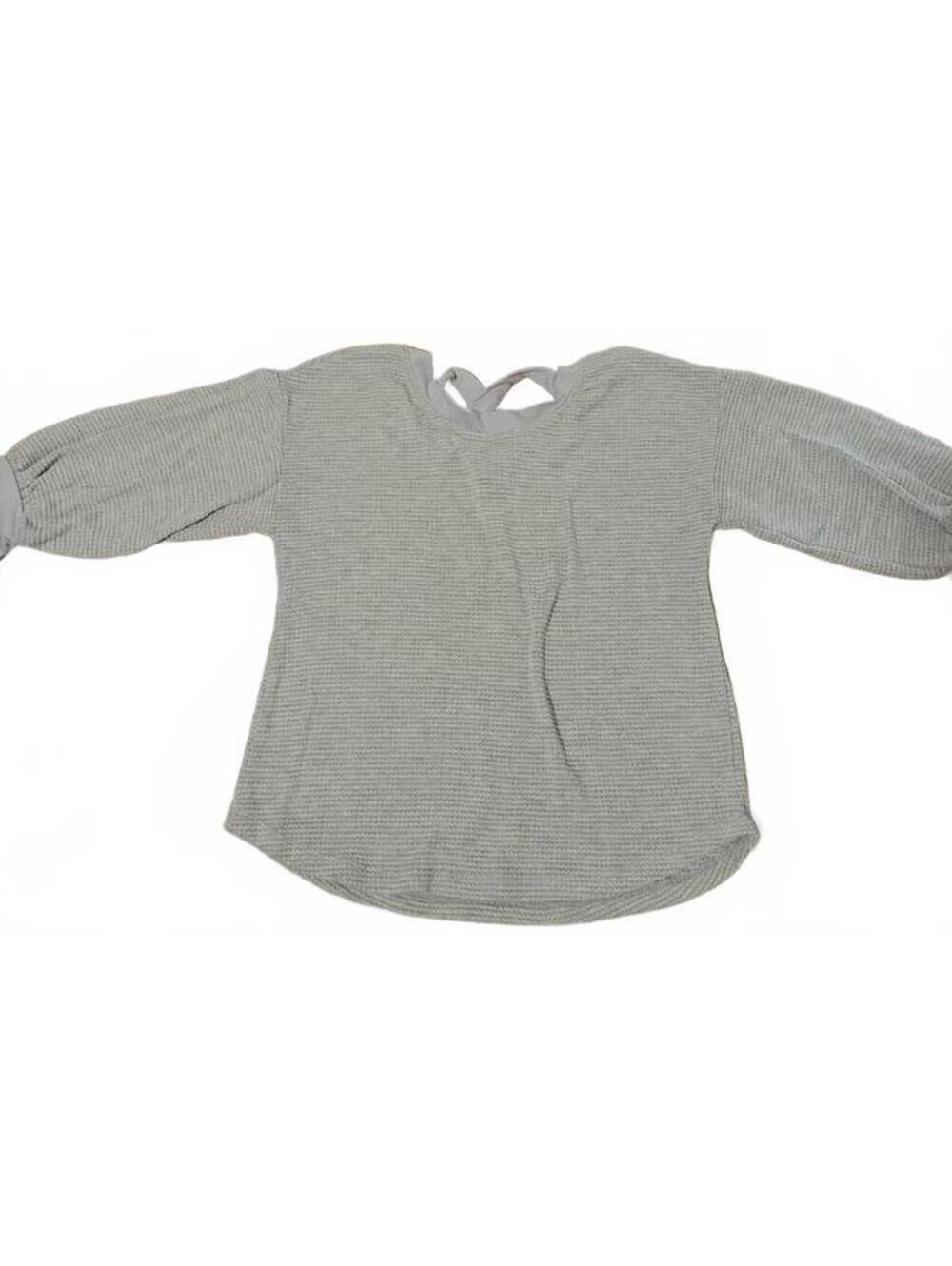 Chenault Gray Knit 1/2 Sleeve Cross Back Light Weight Sweater Size L